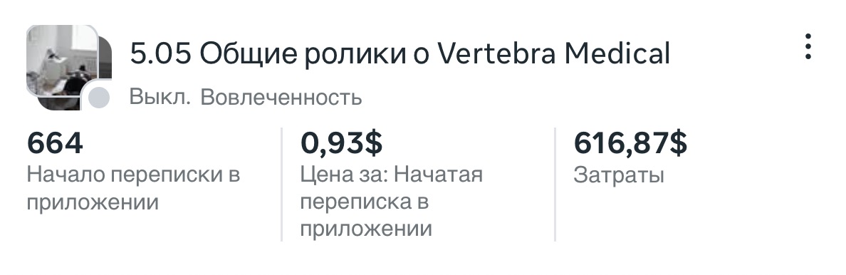Результаты кампании Vertebra Medical, скриншот 1